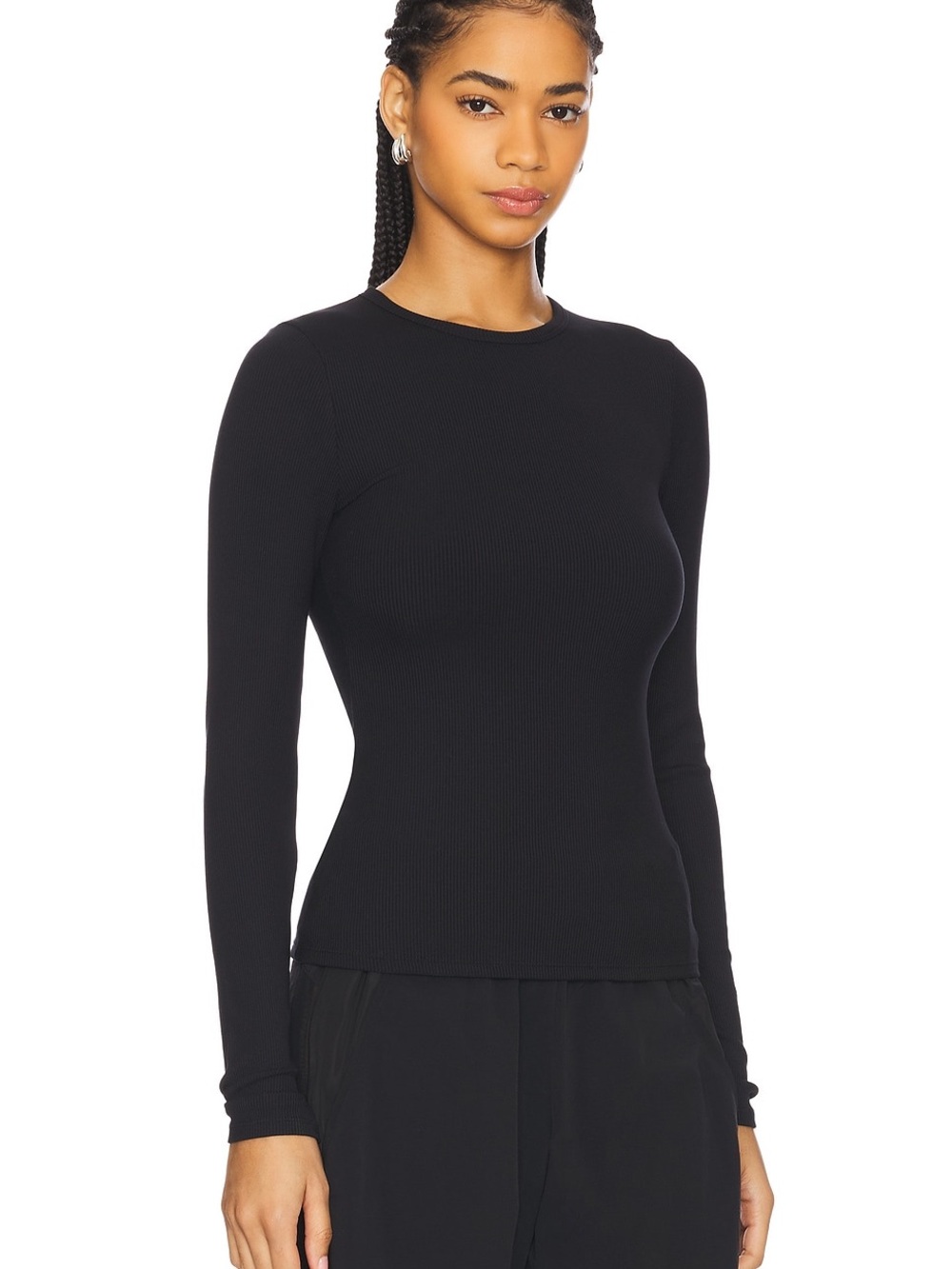 ALO yoga Black Ribbed Sea Coast Long-Sleeve Crewneck Top - Women black S